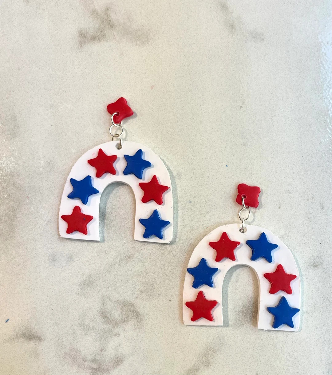 Fourth of July Polymer Clay Earring Arch and Stars - Etsy | Etsy (US)