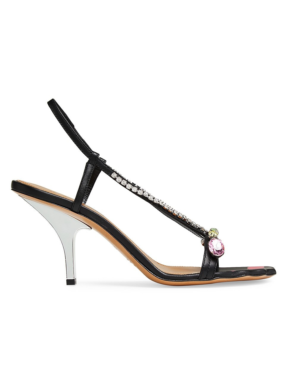 Women's Crystal-Embellished Leather Sandals - Black Orange - Size 6 | Saks Fifth Avenue