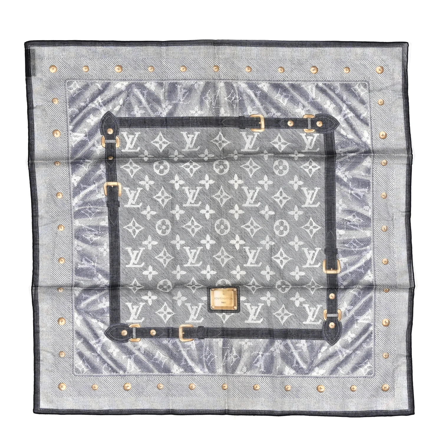 Louis Vuitton Cotton Monogram New Denim Square Scarf 55 Blue 1942829 | FASHIONPHILE (US)