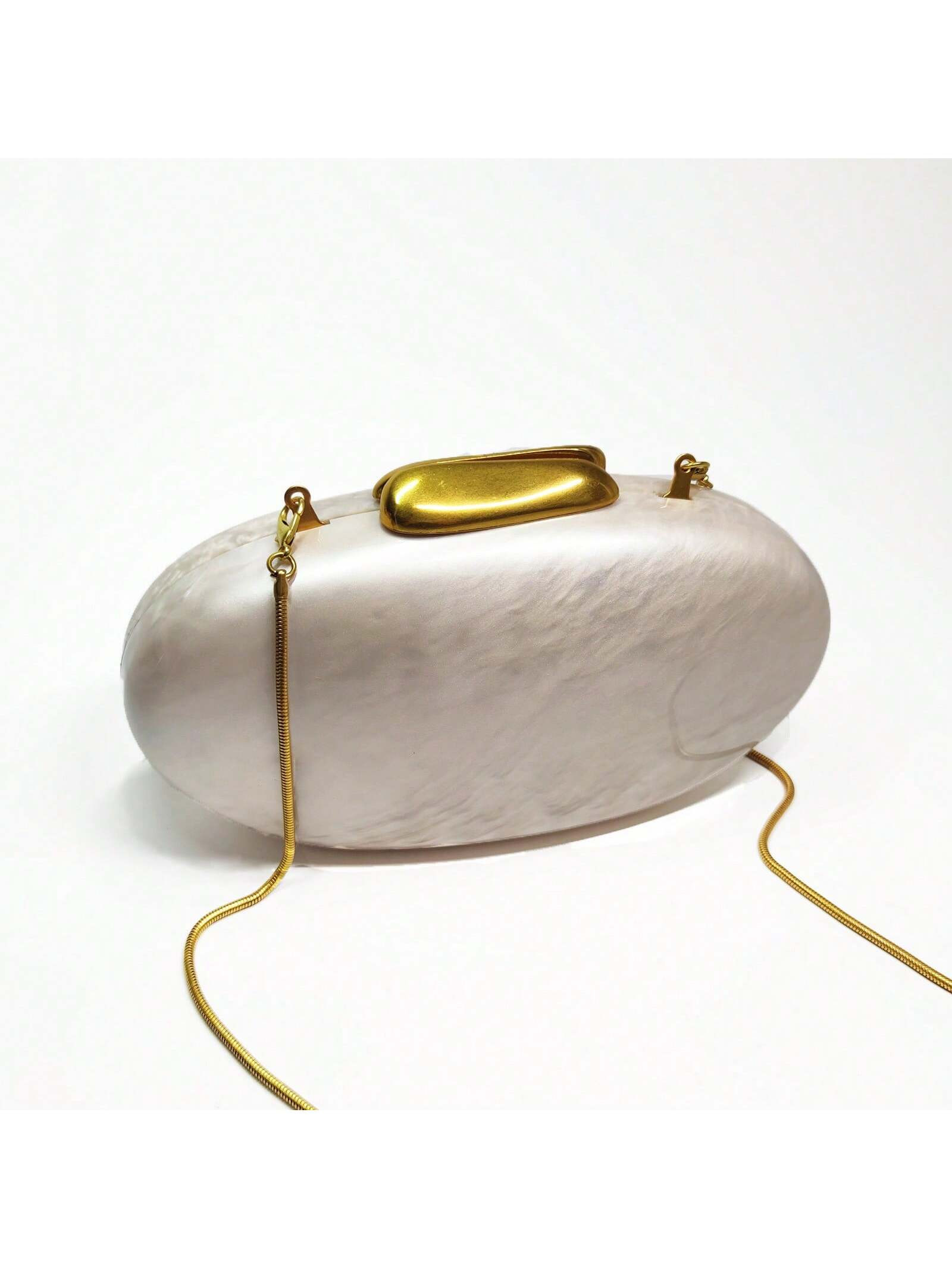 Elegante borsa da sera minimalista in acrilico perla bianco per donna, pochette da sera con caten... | SHEIN