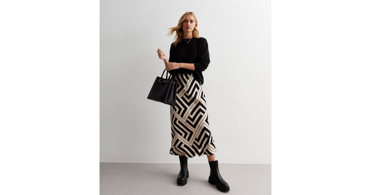 Black Satin Geometric Print Midaxi Skirt
						
						Add to Saved Items
						Remove from Saved ... | New Look (UK)