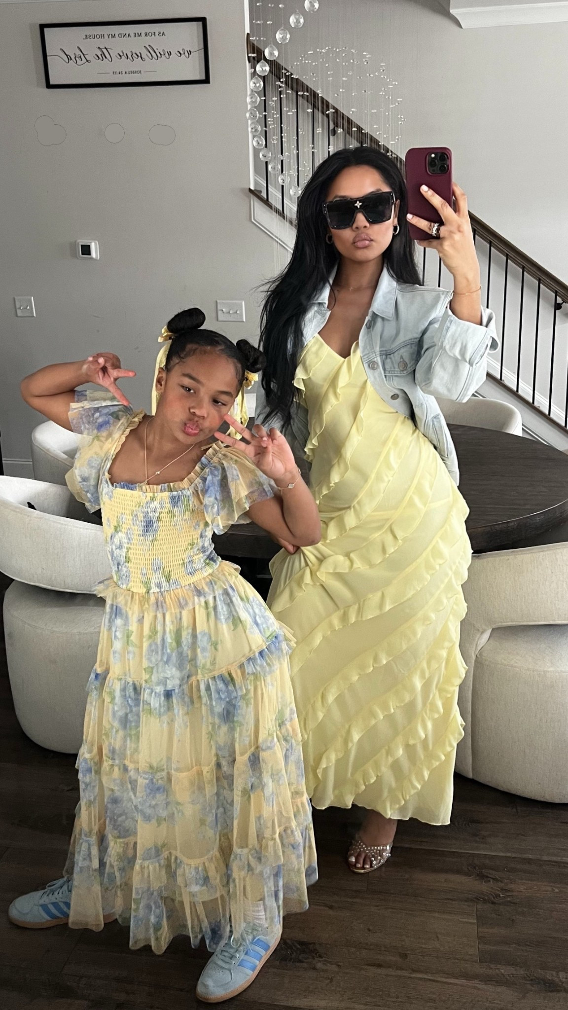 adult dress: @Belk 
 denim jacket: @prettylittlething 
girl dress: @Belk - the yellow dress sold out but the purple dress is tagged

#LTKKids #LTKootd