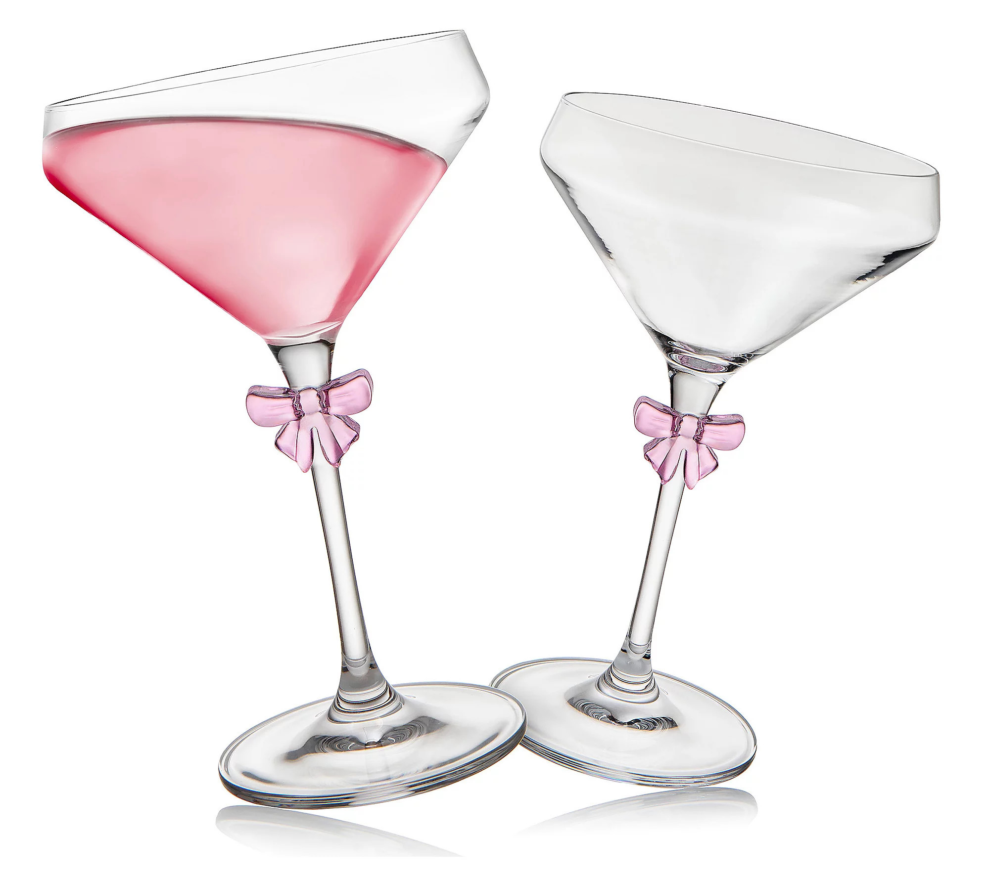 Godinger Set of 2 Pink Bow Coupes | QVC