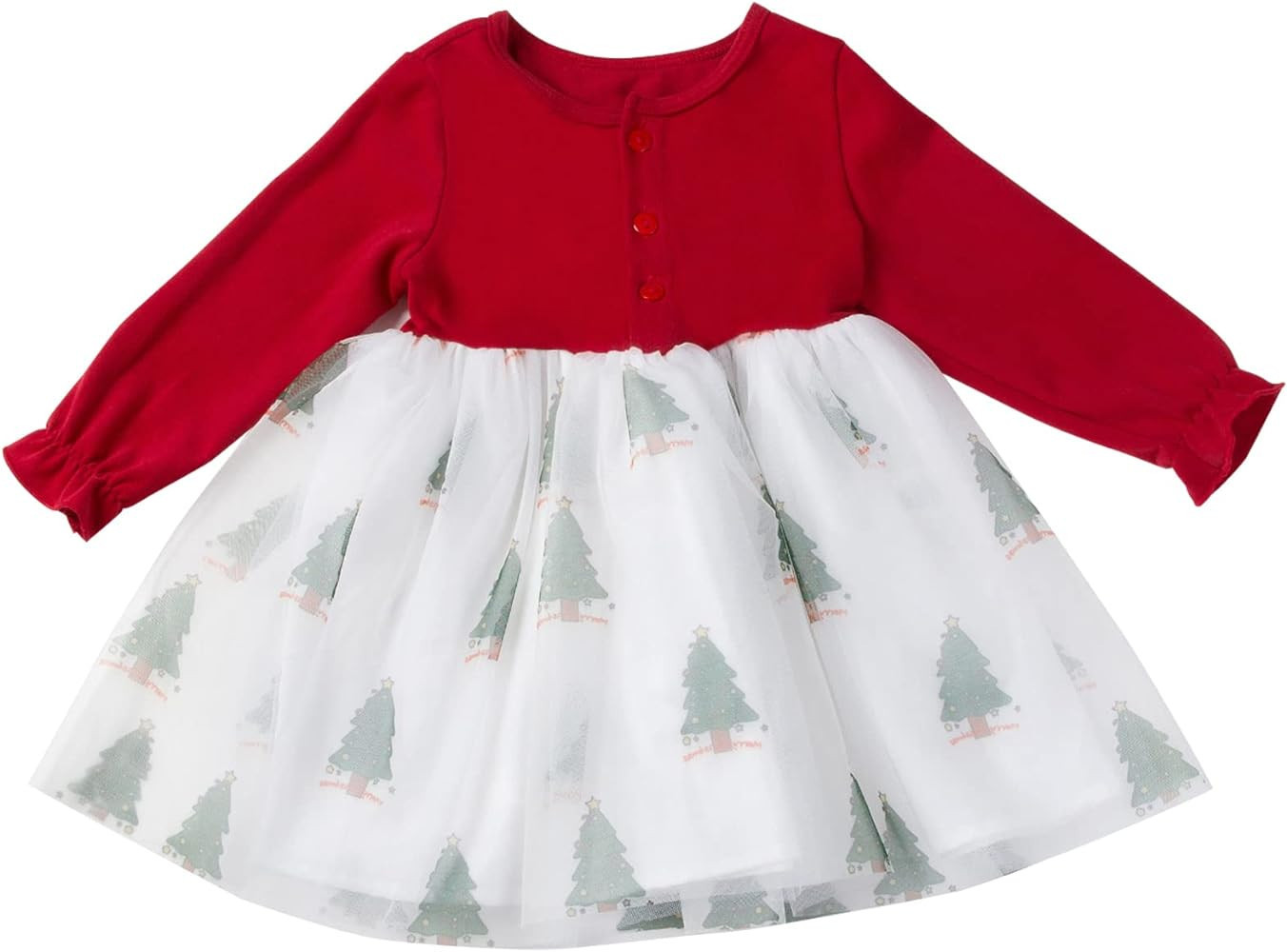 Winmany Baby Girls Christmas Outfit Red/Green Long Sleeve Tutu Dress Infant Xmas Princess Lace Sk... | Amazon (US)