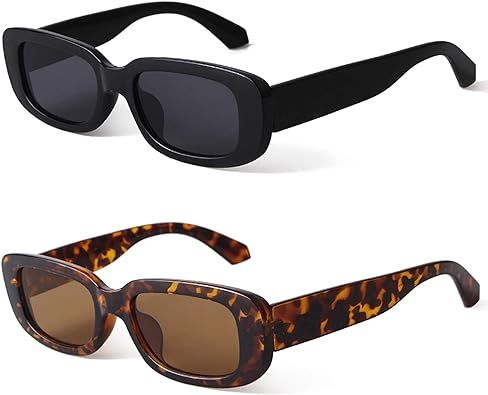KUGUAOK Retro Rectangle Sunglasses Women and Men Vintage Small Square Sun Glasses UV Protection ... | Amazon (US)