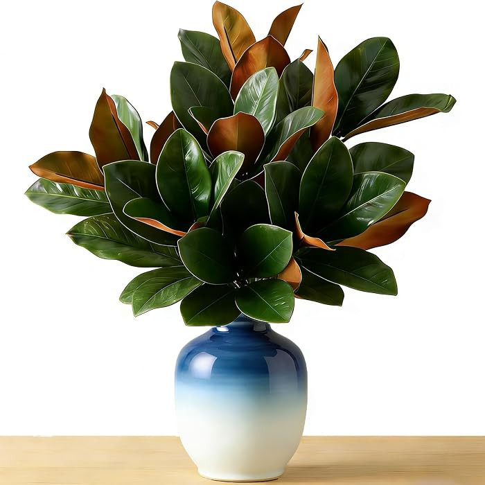 Magnolia Stems, Faux Magnolia Leaves Branches, 6Pcs | Amazon (US)