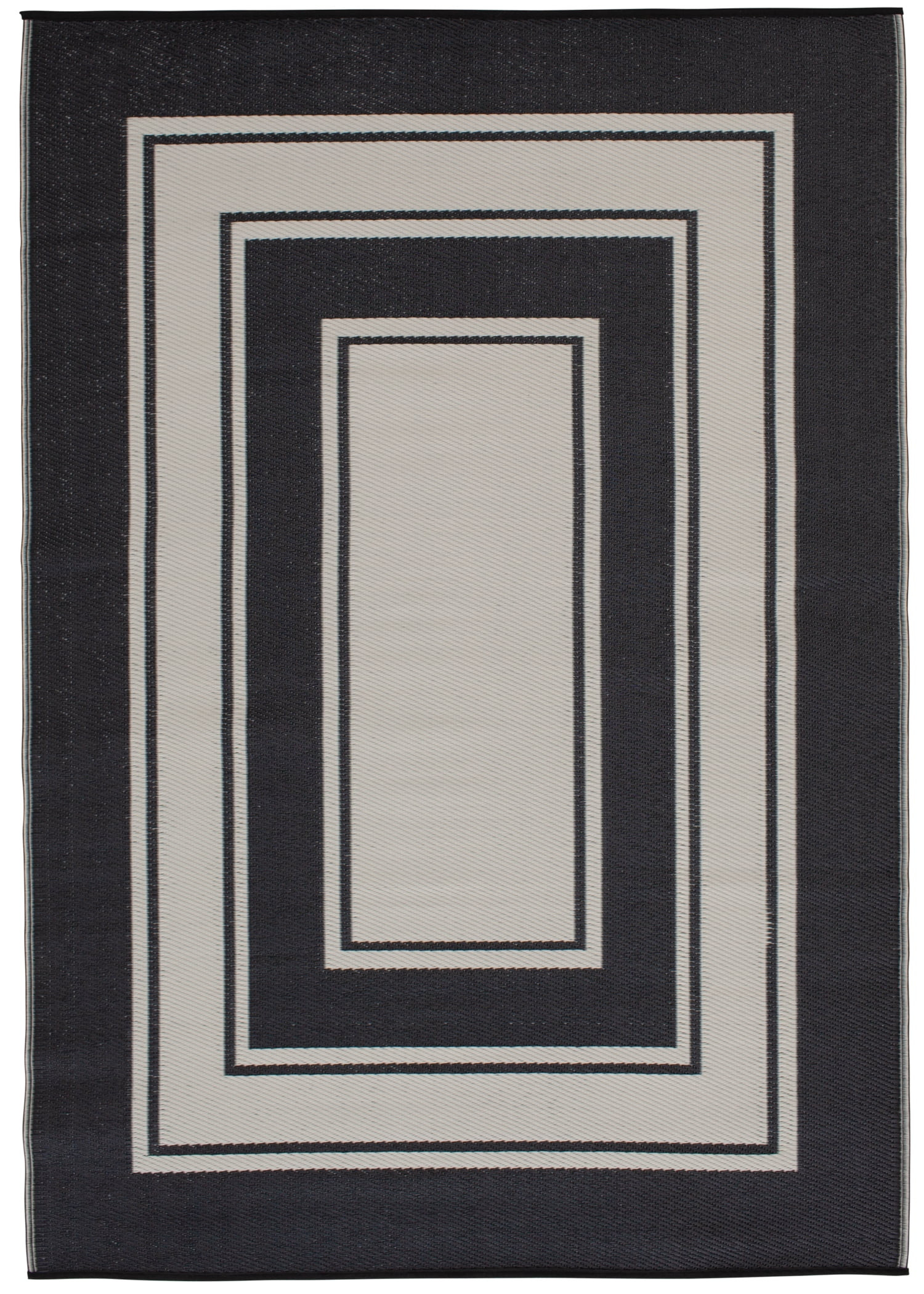 Mainstays Black Border Plastic Olefin Reversible Outdoor Rug, 5' x 7' | Walmart (US)