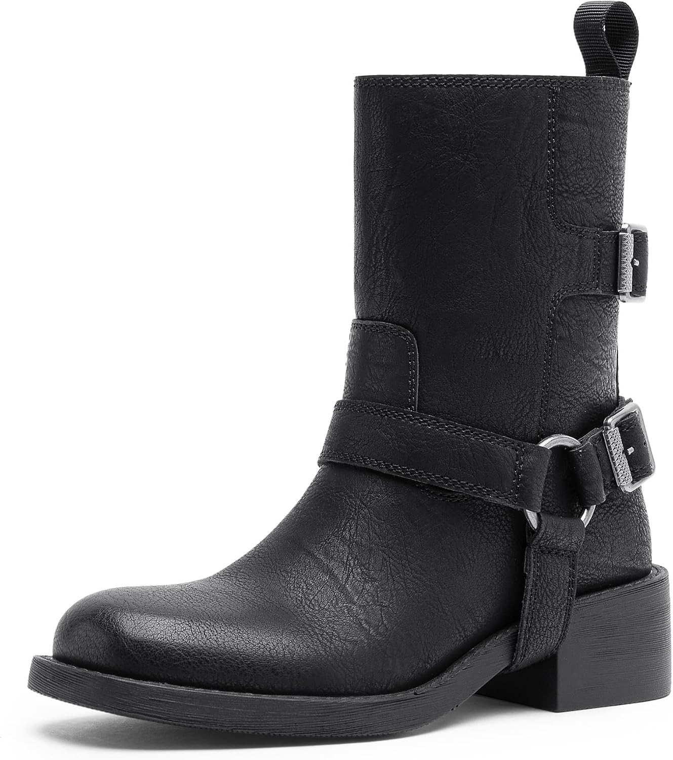 Women's Ankle Biker Boots with Side Zipper and Low Heel | Amazon (US)