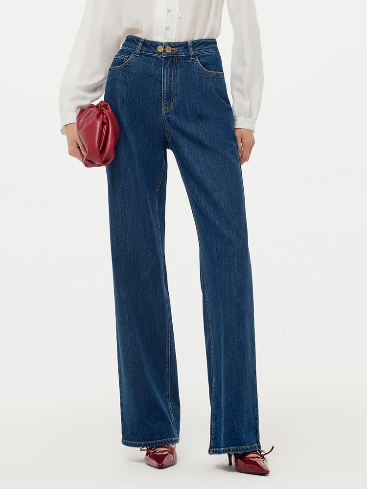 Denim Adjustable Waist Women Jeans | GOELIA