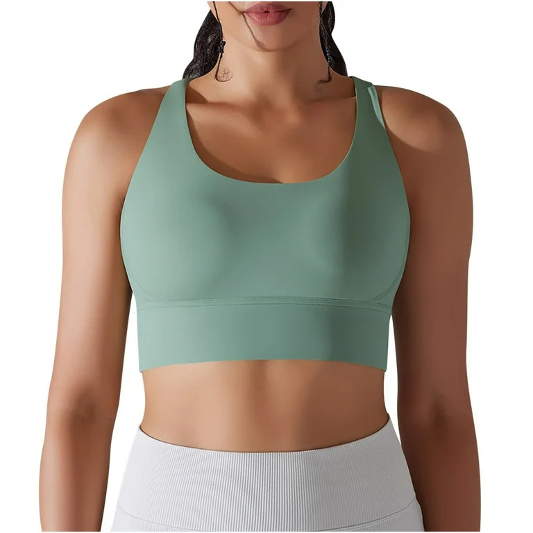 BLVB Sports Bras for Women Seamless Crisscross Back High Impact Longline Workout Yoga Crop Tank T... | Walmart (US)