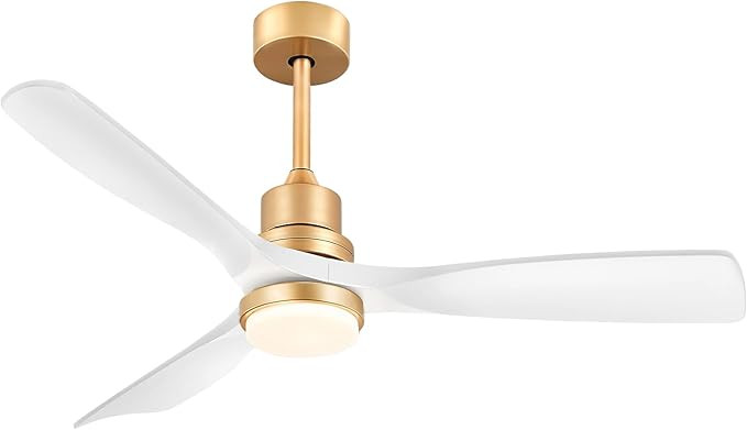White and Gold Ceiling Fans with Lights Remote Control, 52 inch Modern Gold Ceiling Fan ETL Liste... | Amazon (US)