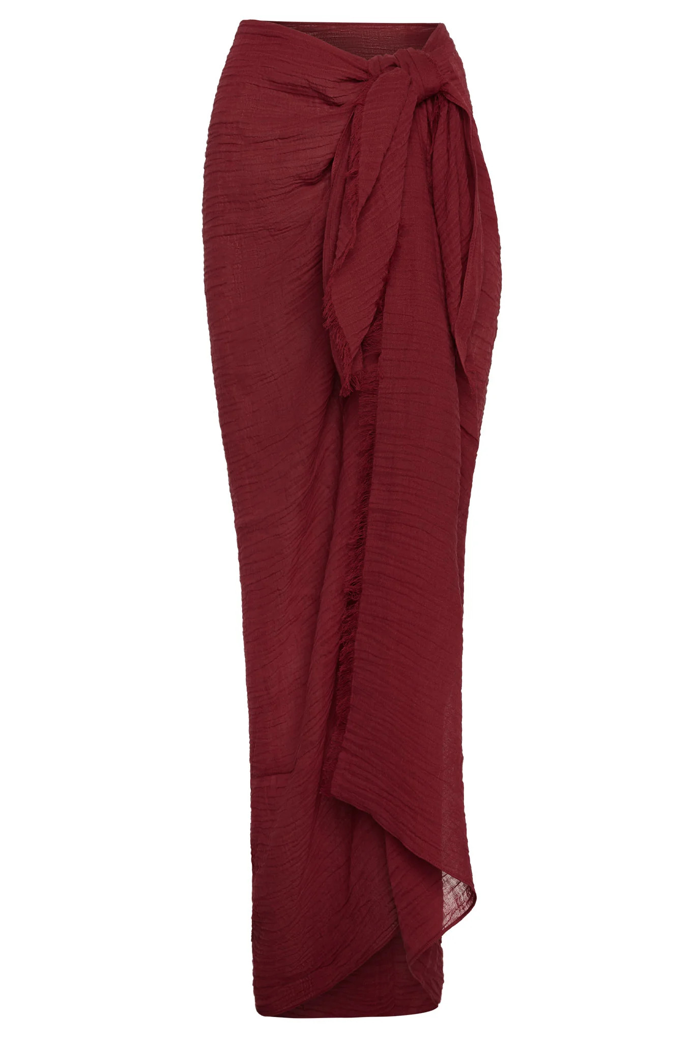 St. Tropez Sarong - Burgundy Crinkle Linen | Monday Swimwear