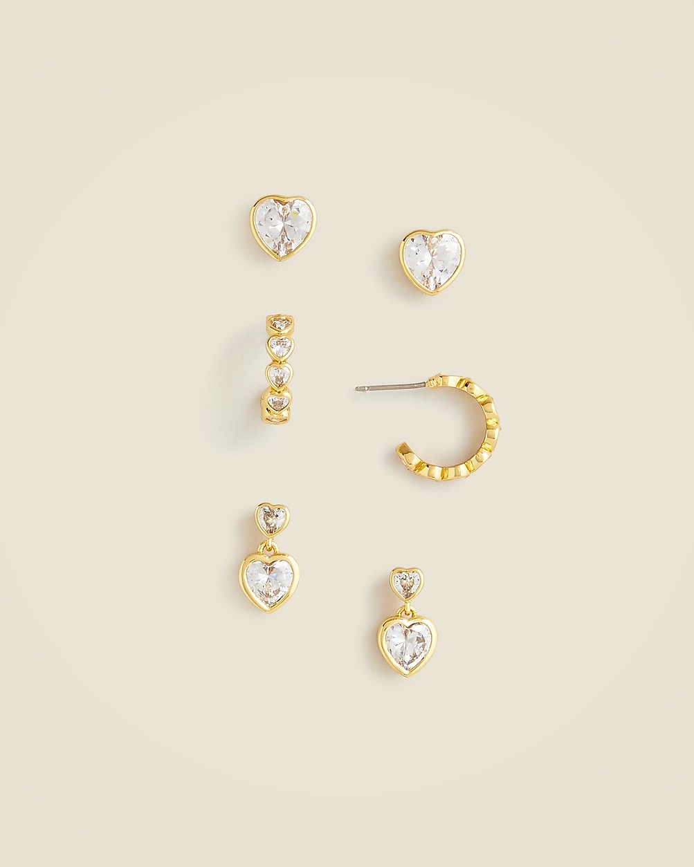 Dainty heart cubic zirconia earrings set | J. Crew US