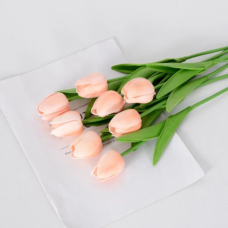6Pcs Tulips Artifical Flowers Real Touch Faux Tulip Stems PU Tulip Bouquet for Home Office Easter... | Walmart (US)