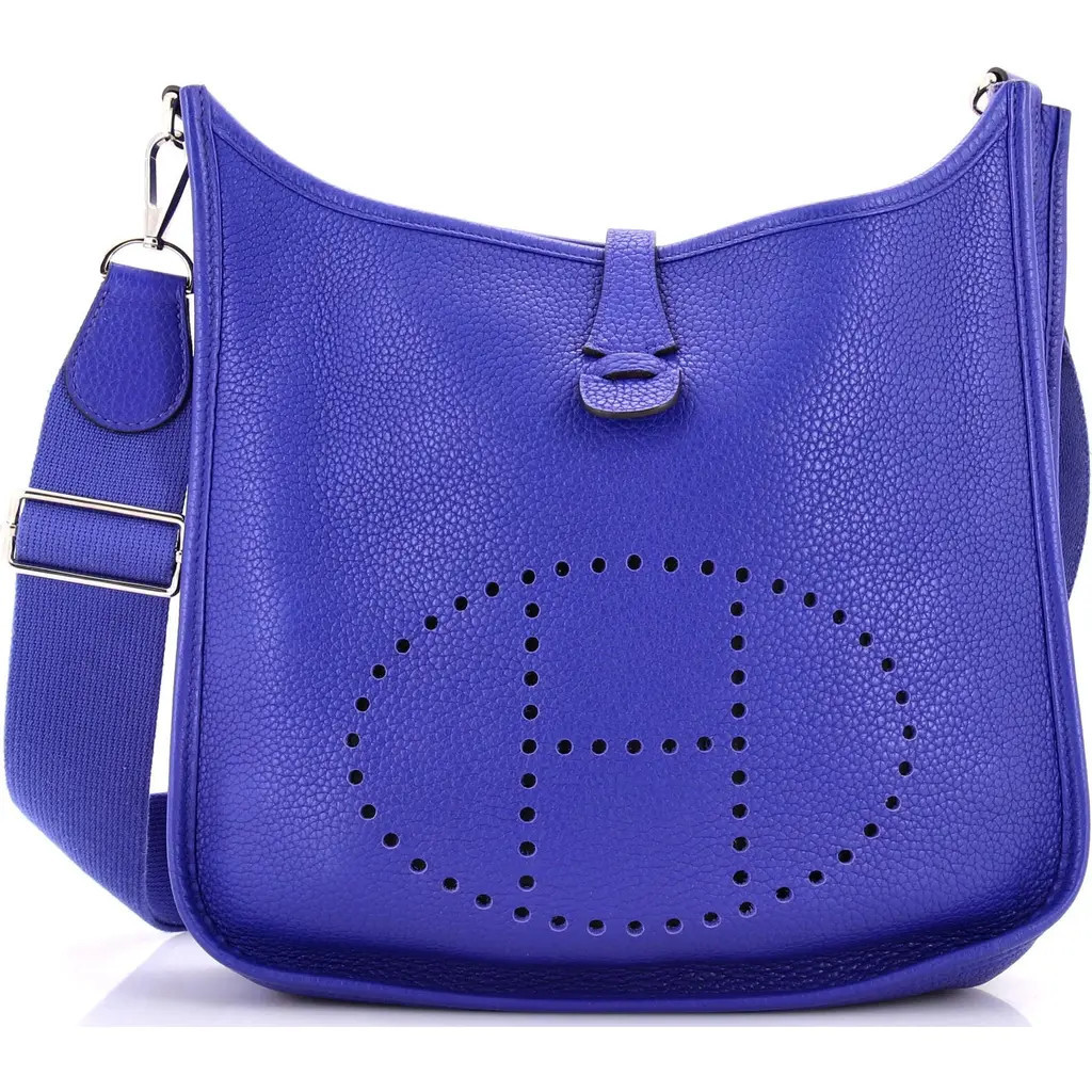Pre-Owned Hermes Evelyne Bag Gen III Clemence PM in Bleu Electrique at Nordstrom, Size Small | Nordstrom