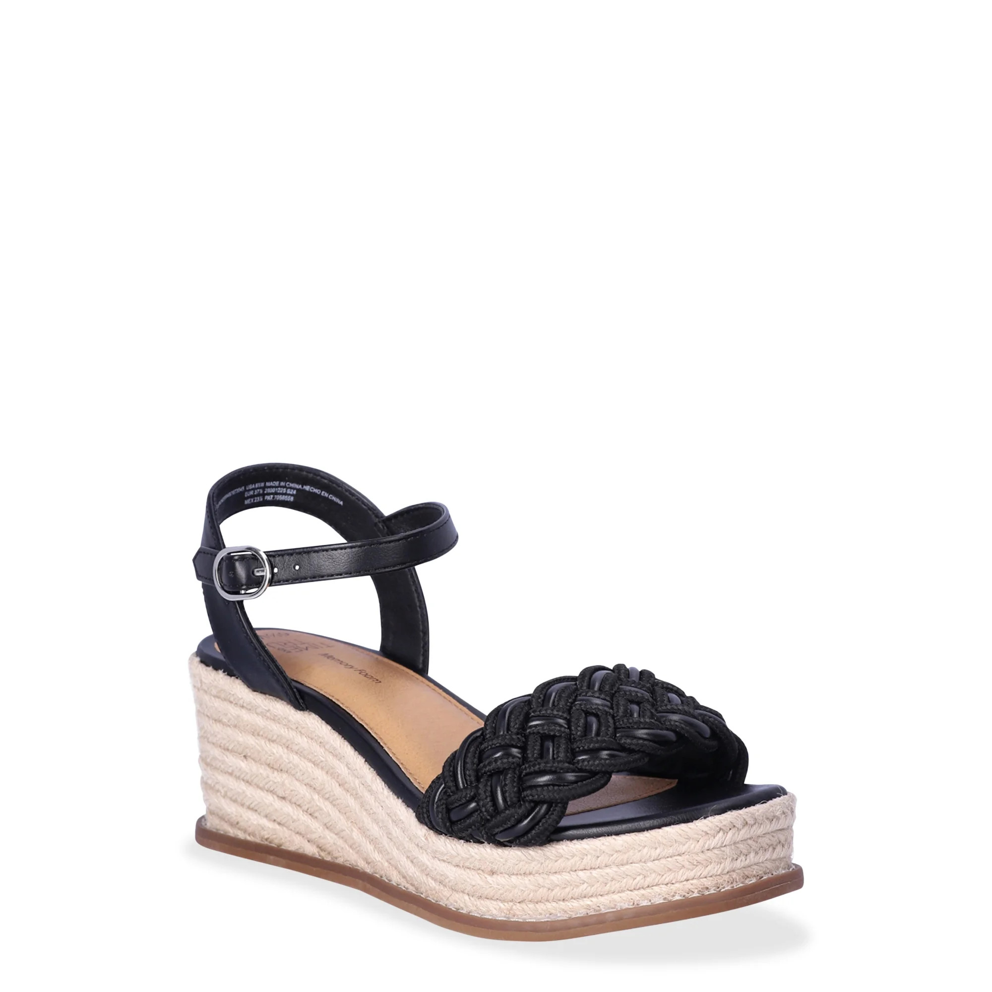 Time and Tru Women’s Braided Wedge Sandals (Wide Width Available) | Walmart (US)