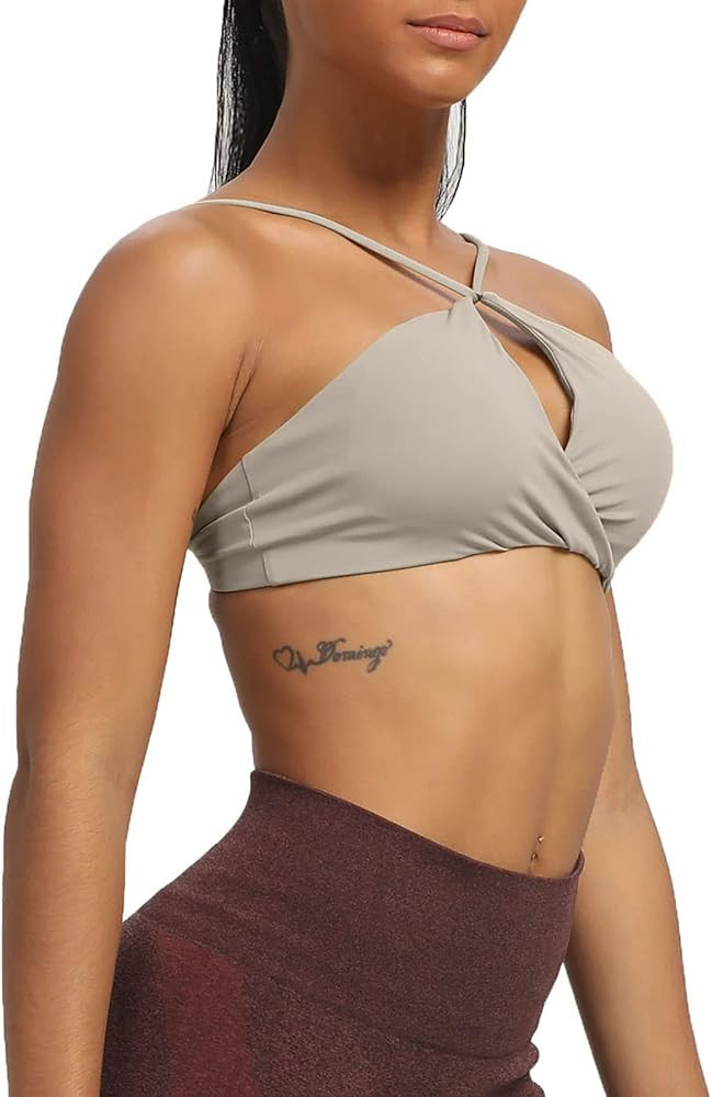 Aoxjox Women's Workout Sports Bras Fitness Adjusted Backless Padded Ariel Halter Bra Yoga Crop Ta... | Amazon (US)