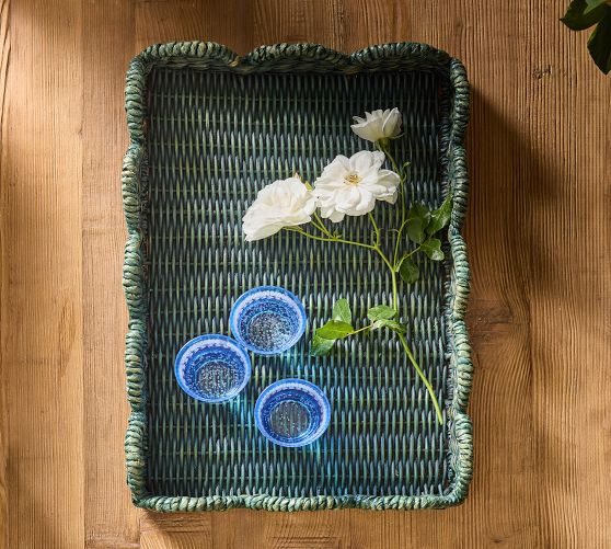 Bea Hand-Woven Scalloped Tray | GreenRow