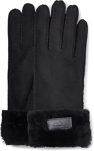 UGG Women's Leather Turn Cuff Glove with Fleece Liner | Amazon (US)
