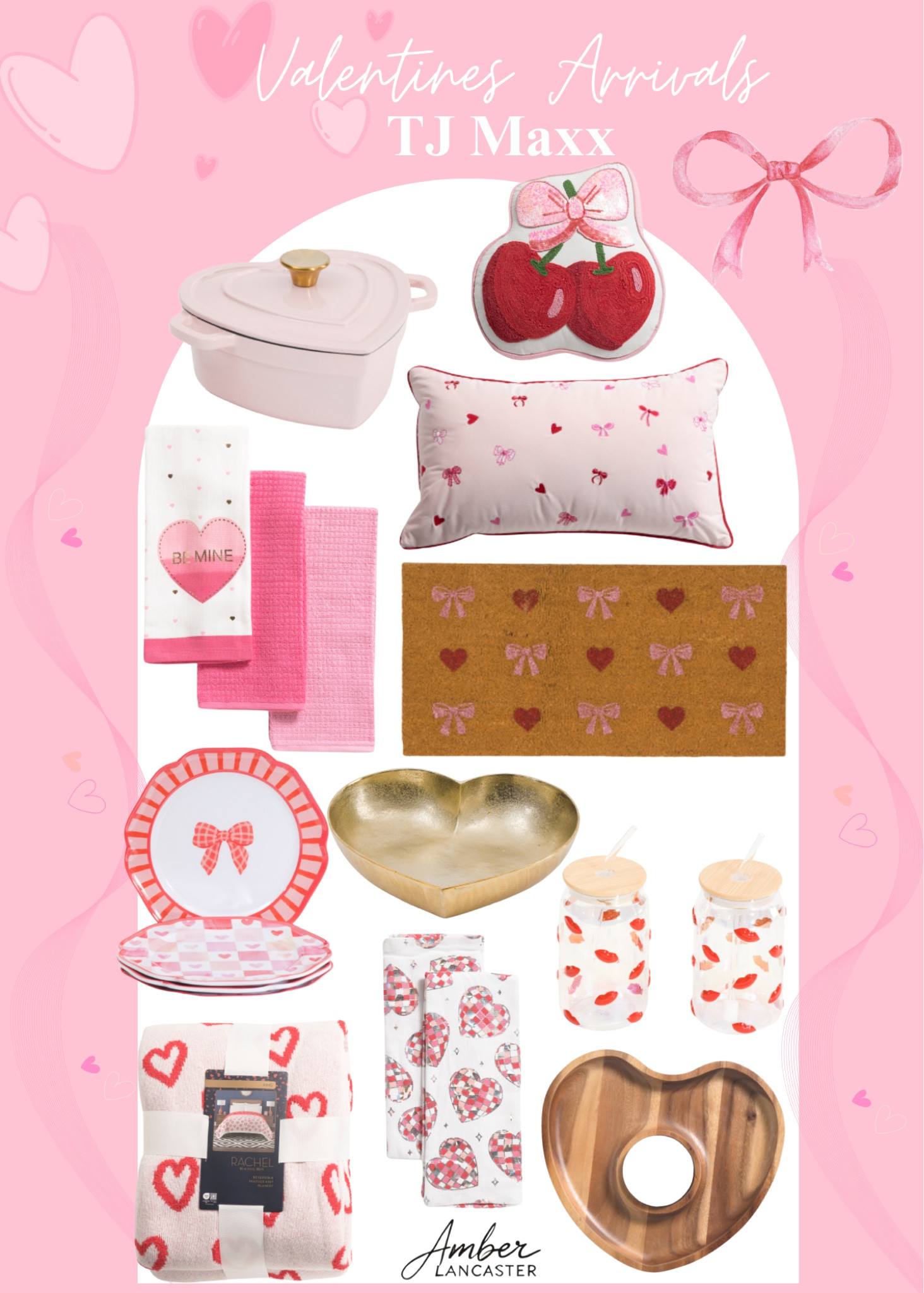 Valentines decor from TjMaxx! 🍒🎀🩷 | valentines decor, valentine’s day decor, tjmaxx, tjmaxx valentines, home decor, hearts, bows, doormat, kitchen decor, valentine blankets. 

#LTKHome #LTKSeasonal #LTKFindsUnder100