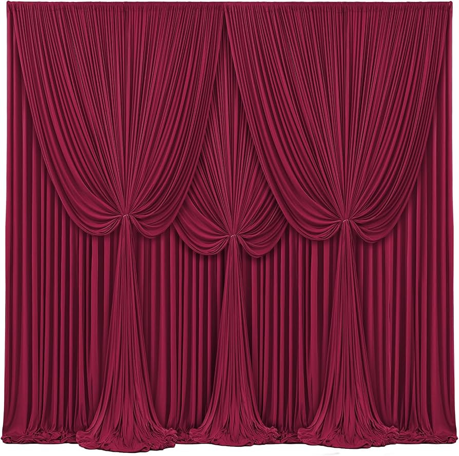 4 Panels Burgundy Backdrop Curtains for Wedding Party Wrinkle Free Backdrops Curtain Drapes Fabri... | Amazon (US)