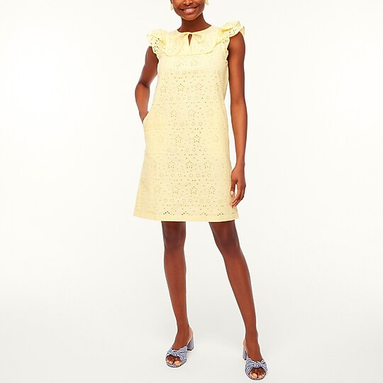 Factory: Eyelet Flutter-sleeve Mini Dress For Women | J.Crew Factory