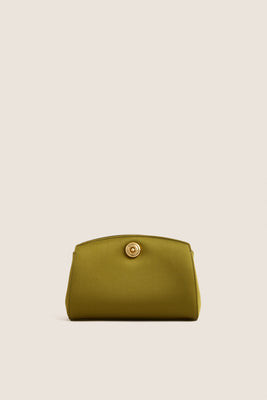 Warm Green Satin Pushlock Clutch | Tuckernuck (US)