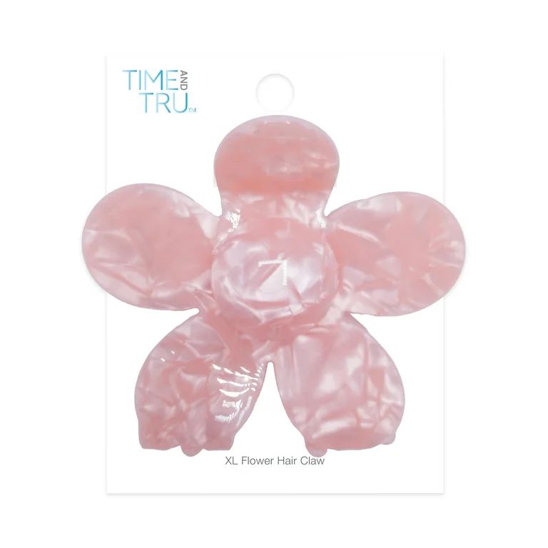 TIme and Tru Women's XL Flower Hair Claw Clip, Pink | Walmart (US)