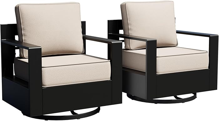 Aluminum Outdoor Swivel Rocker Patio Chairs Set of 2, All-Weather Metal Outdoor Chair with 6 Inch... | Amazon (US)