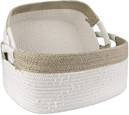 LA JOLIE MUSE 17" Large Cotton Rope Storage Basket Set of 2, Natural Soft Rope Baskets for Baby N... | Amazon (US)