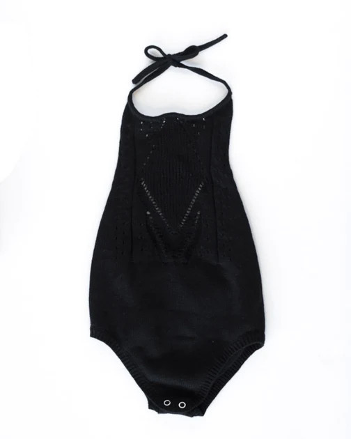 Drake Crochet Halter Romper - Black | Bailey's Blossoms