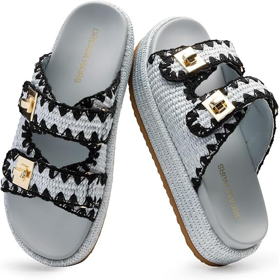 DREAM PAIRS Platform Sandals Women Raffia Espadrilles Summer Comfortable Wedge Sandals Beach Vaca... | Amazon (US)