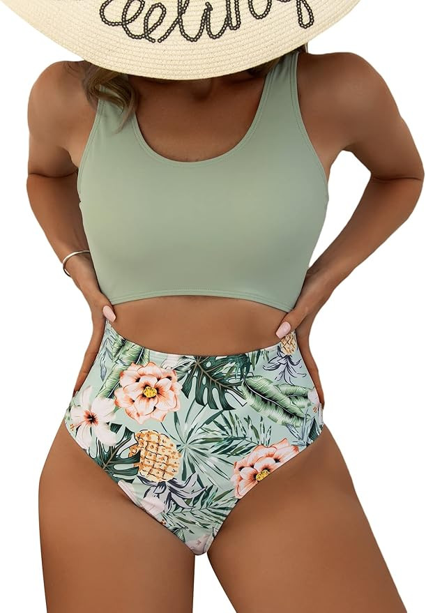 MakeMeChic Women's Dalmatian Print Sleeveless Cut Out High Waist One Piece Swimsuit Bathing Suit | Amazon (US)