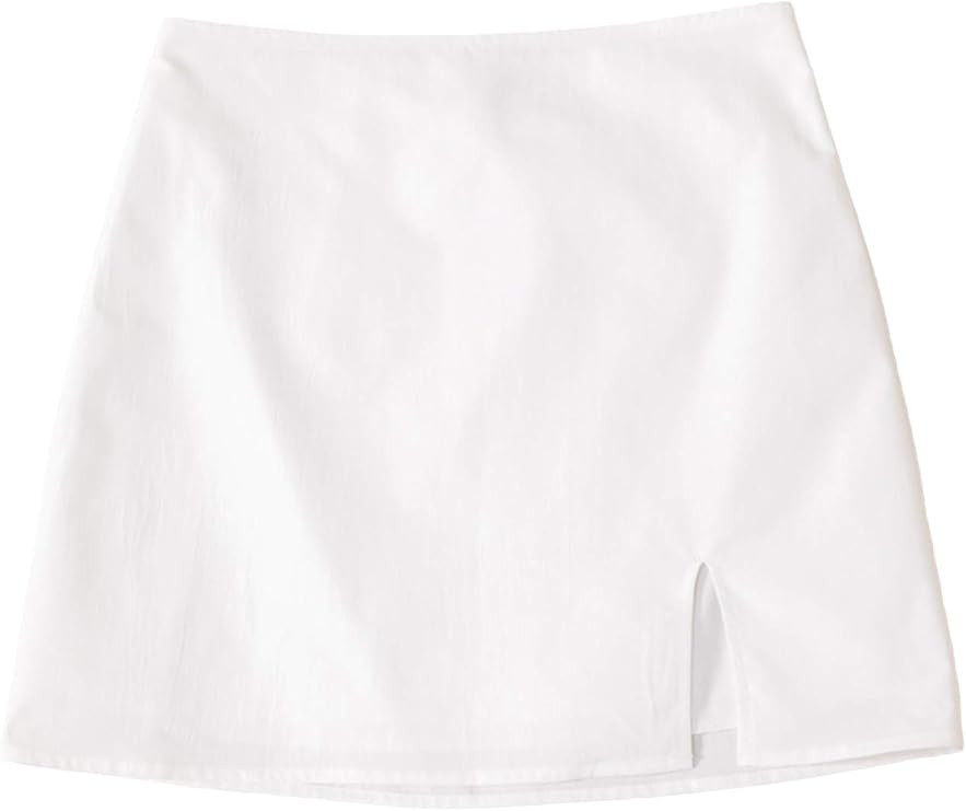 Verdusa Women's Split Hem Zip Up Side High Waist Bodycon Short Skirt | Amazon (US)