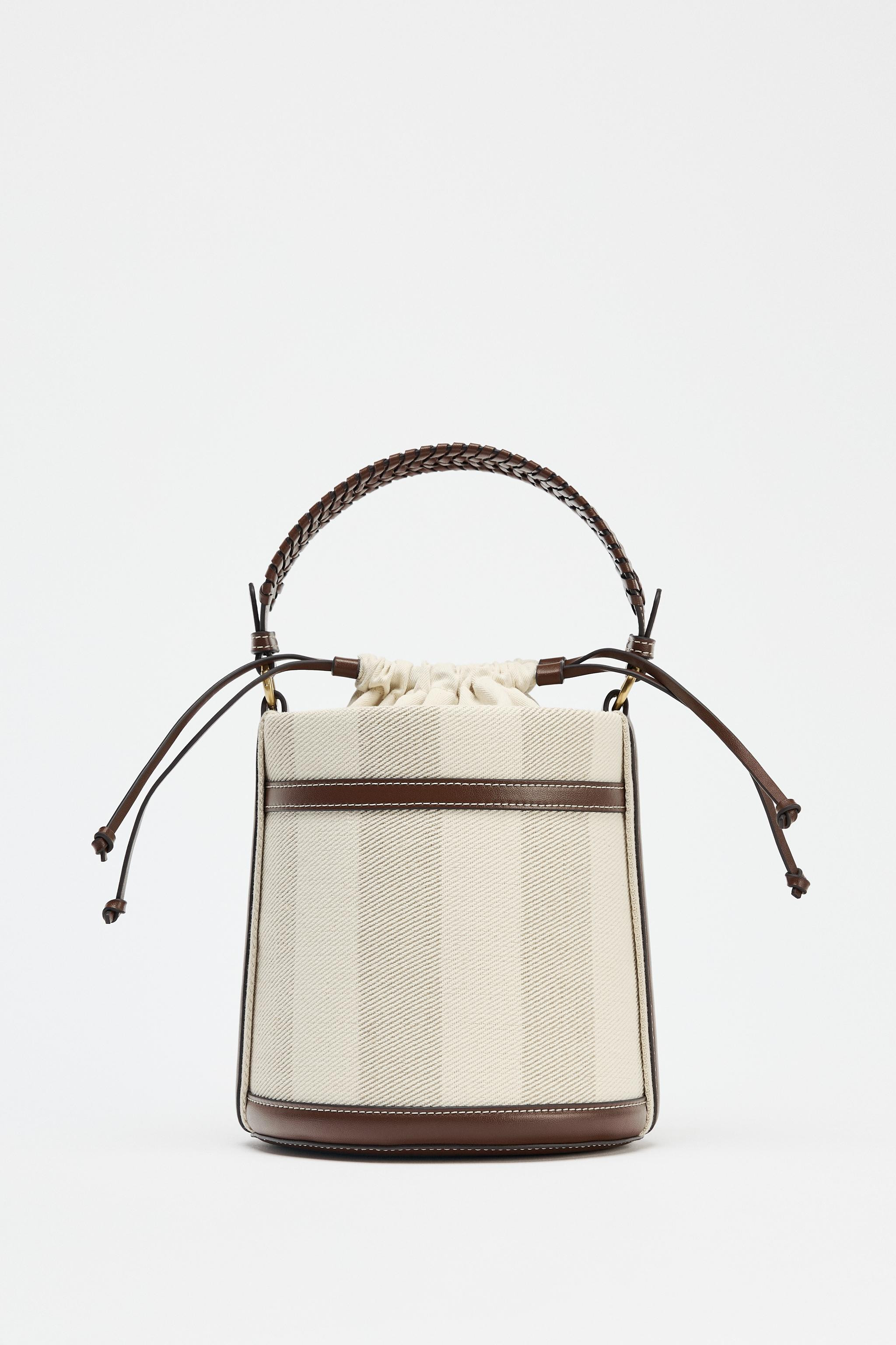 STRIPED CANVAS BUCKET BAG | Zara UK