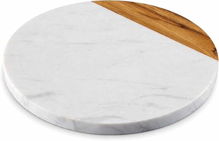White Marble Board - Cheese Board | Acacia Wooden Serving Tray For Charcuterie, Cheese, Meats, Fr... | Amazon (US)