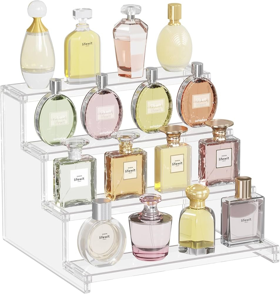 Lifewit 4 Tier Clear Display Risers Stand, 12 Inch Plastic Risers for Display, Plastic Organizers... | Amazon (US)