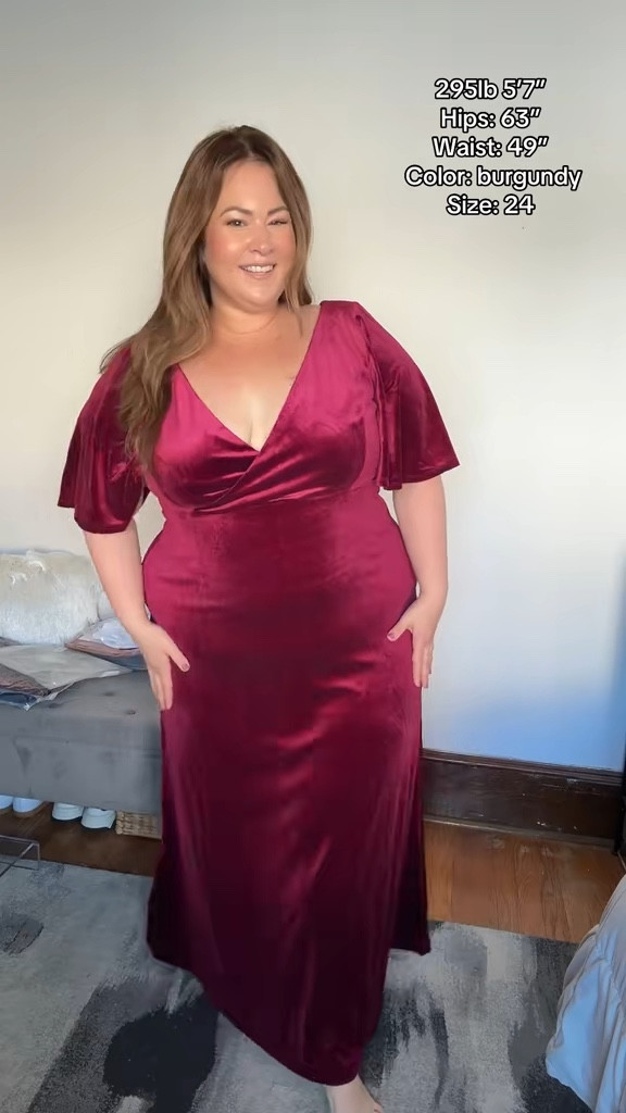 Part 8| This is the perfect winter/fall wedding guest or cocktail party dress 💃✨ーthe velvet is gorgeous & the v neck in the front and back is such an elegant touch 😍 you'll look stunning in this! It's SHOW STOPPING if you want to make a statement at the party! So glam ❤️✨ #weddingguestdress #cocktailpartydress #plussizedresses #plussizefashion 

#LTKPlusSize #LTKHoliday