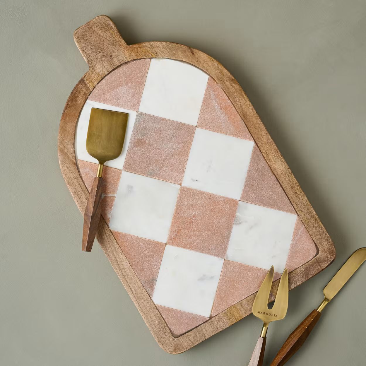 Carmella Checkered Marble Serving Board | Magnolia