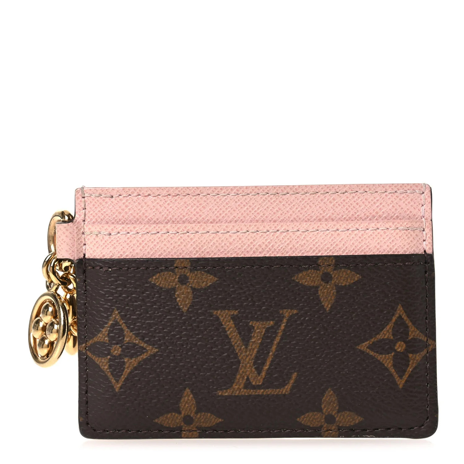 Monogram LV Charms Card Holder Rose Ballerine | FASHIONPHILE (US)