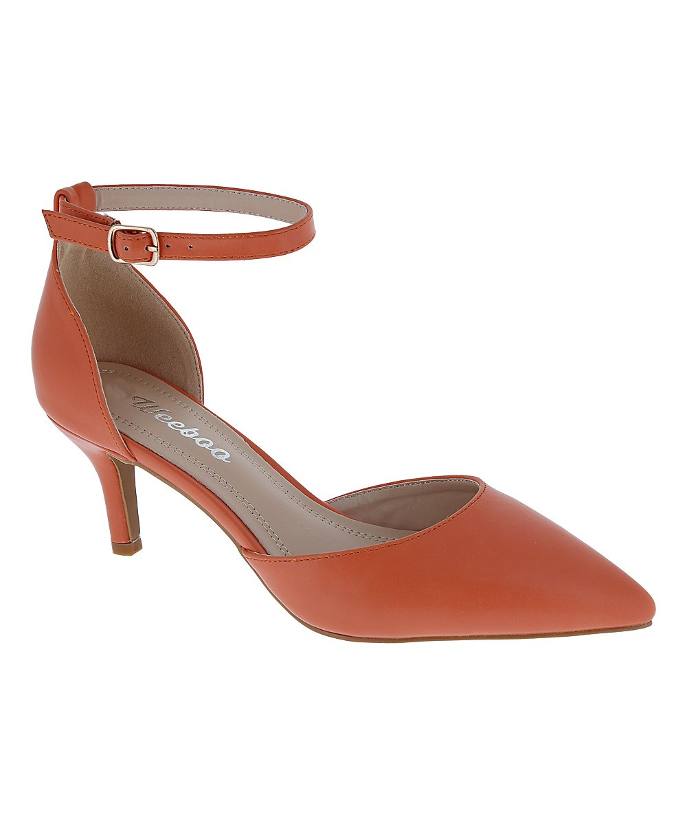 Weeboo Women's Pumps ORANGE - Orange Julie Ankle Strap Pump - Women | Zulily