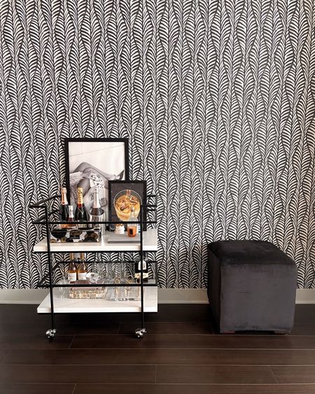 Bar cart inspo, ottoman, black velvet home decor, wine display, tick tack toe set, games, candles, martini, cocktail display, home inspo, fun wallpaper 

#LTKstyletip #LTKSeasonal #LTKhome