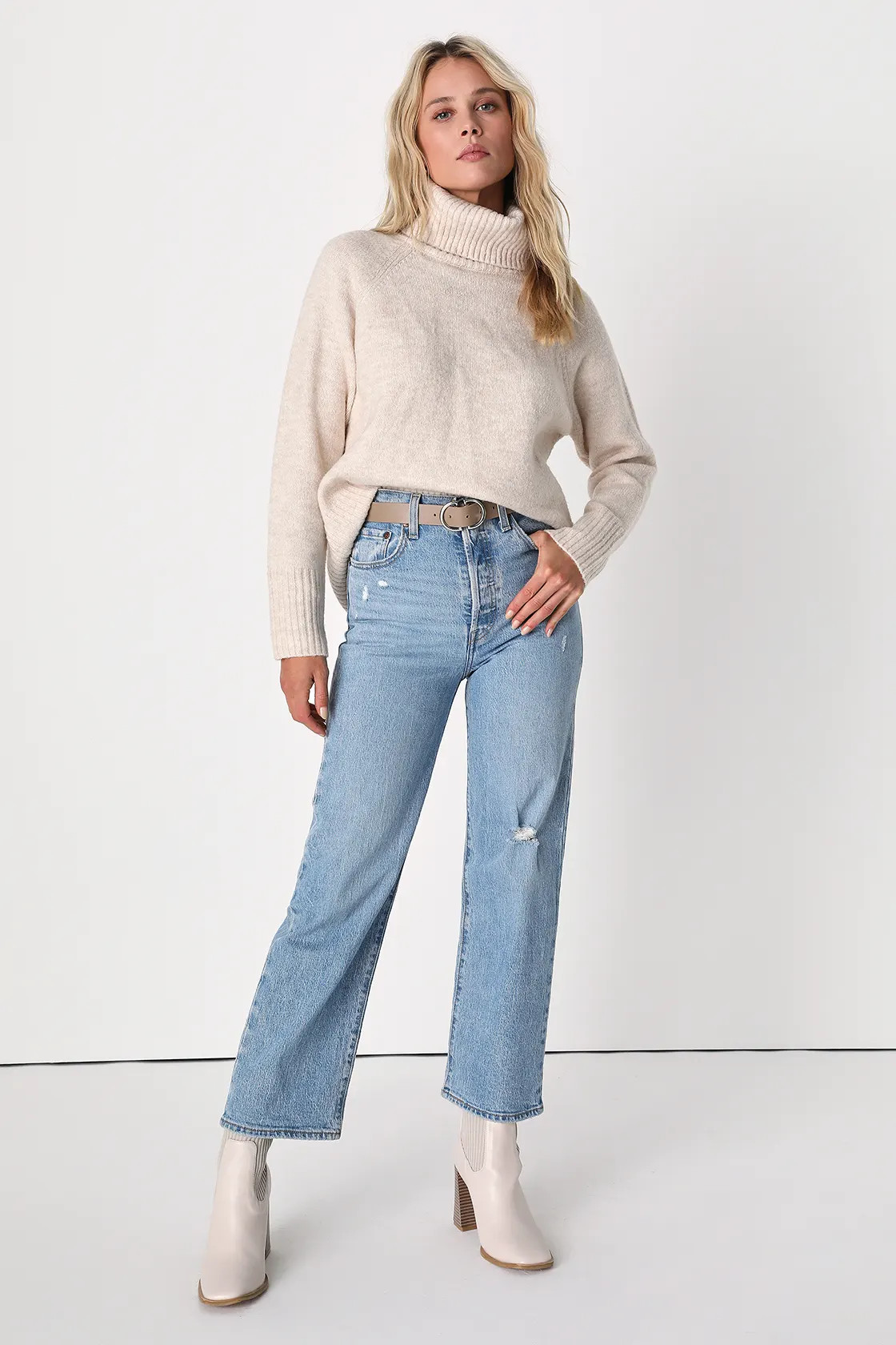 Found the Warmth Beige Turtleneck Pullover Sweater | Lulus (US)