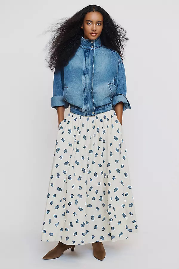 Jacie Poplin Printed Maxi Skirt | Anthropologie (US)
