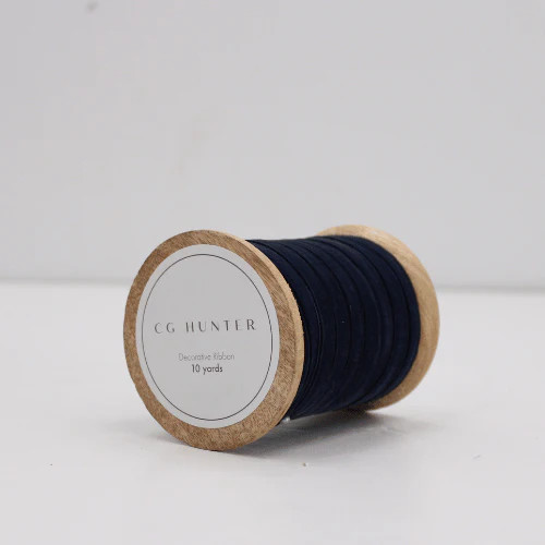 Narrow Hand Dyed Velvet Ribbon Dark Blue | CG Hunter