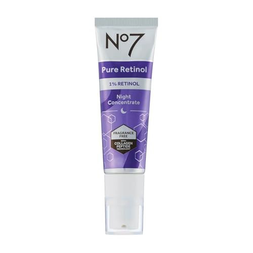 No7 Pure Retinol 1% Night Concentrate - Anti Wrinkle Retinol Serum with Collagen Peptides & Niacinamide for Younger Looking Skin - Firming Face Serum for Fine Lines & Wrinkles (30ml) | Amazon (US)