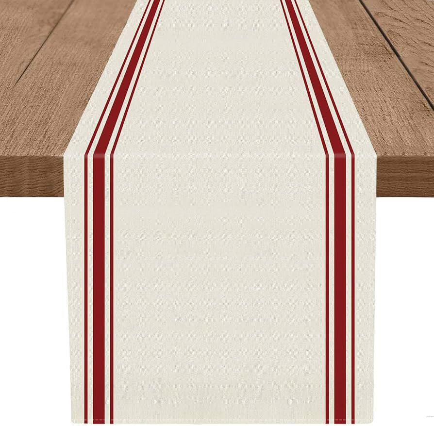 Christmas Table Runner Simple Stripe Merry Christmas Long Runners for Winter Xmas Home Kitchen Di... | Amazon (US)
