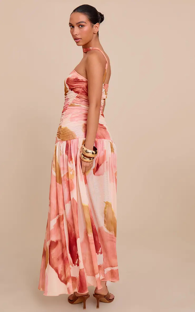 Stone Ruched Scarf Dropped Waist Maxi Dress | PrettyLittleThing US