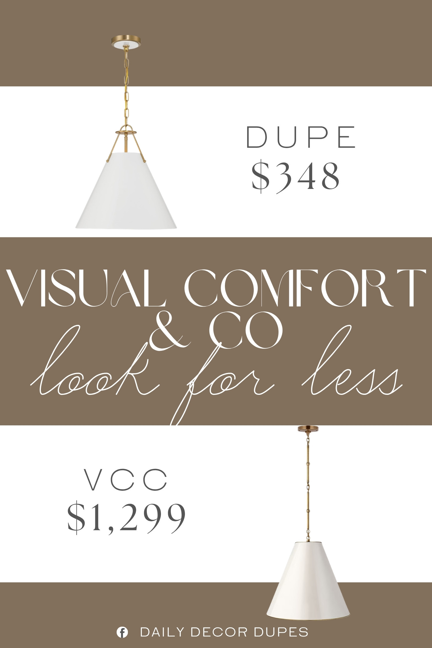 The Visual Comfort & Co. Goodman Medium Hanging Light pairs a clean tapered shade with warm brass detailing for a timeless look that works beautifully above a dining table, kitchen island, entryway, or reading nook. The streamlined shape keeps the fixture feeling elegant without overwhelming the room, while the neutral finish blends easily with modern, traditional, transitional, and classic interiors. At around $348, this look offers a more approachable way to bring refined pendant lighting into your home compared with the $1,299 designer version shown. 💡🤎🏡

Home more affordable option find similar look for less budget friendly affordable cheap cheaper beautiful pretty. Clearance sale coupon code discount code promo code luxury Inspo inspiration inspired by idea ideas Love like these? I share multiple every day in my FB group.
#VisualComfortAndCoInspired #GoodmanHangingLight #PendantLight #HangingLight #BrassPendantLight #DiningRoomLighting #KitchenIslandLighting #EntrywayLighting 

 #LTKHome