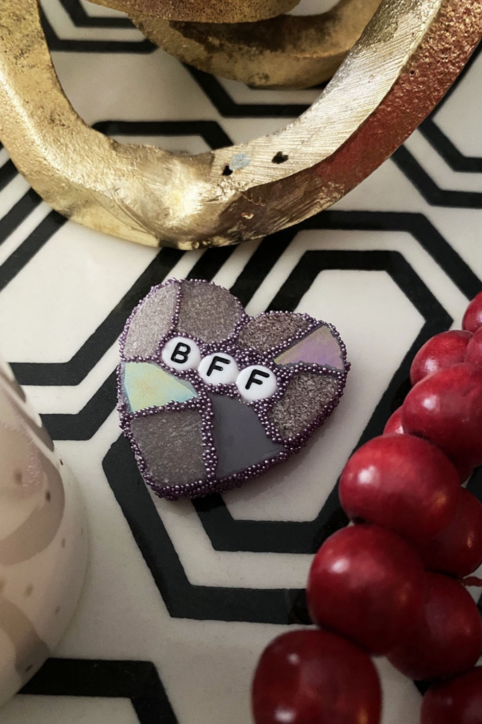 Celebrate your BFF Galentine with a sweet mosaic heart. 💜 This purple conversation heart art is covered in hand-cut glass and grouted with a non-traditional grout of microbeads. 💜 Mosaic conversation hearts come in 6 color ways, 2 sizes, and 18 sweet sayings. 💜 For mosaic tips, tutorials, inspiration, and so much more please visit my YouTube channel: YouTube.com/julieweilbacher.  💜 Follow @julieweilbacher on Instagram for all things mosaic art. Galentines day - BFF - Conversation hearts - mosaic heart - glass heart - galentines day gift ideas - Valentine’s Day gift ideas - sweetheart - bestie - mosaic - mosaic art

#LTKhome #LTKSeasonal #LTKGiftGuide